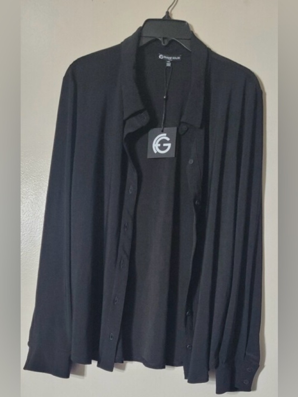 Men's Black Casual Button-Down Shirt